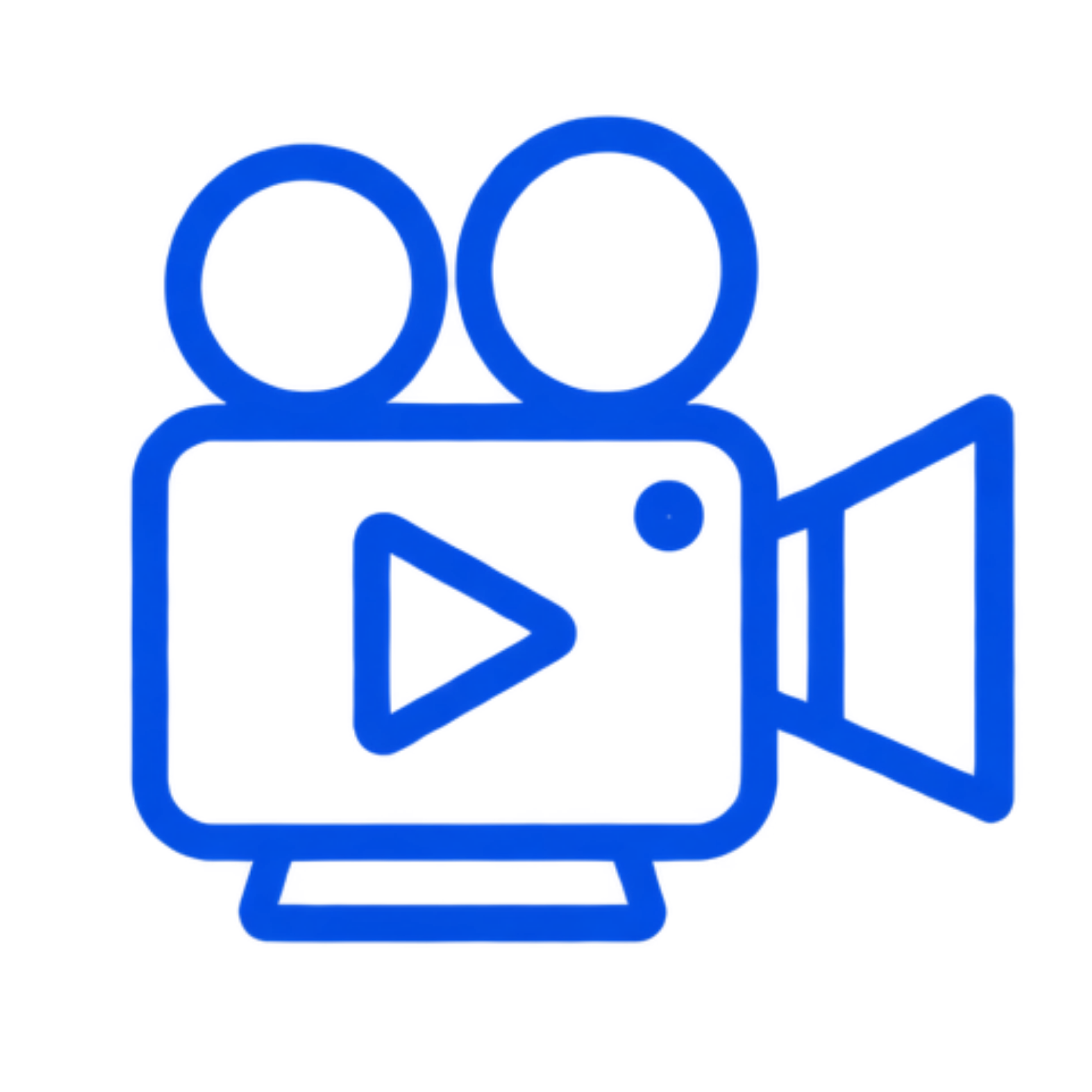 Blue neon outline of two people connected by a heart.