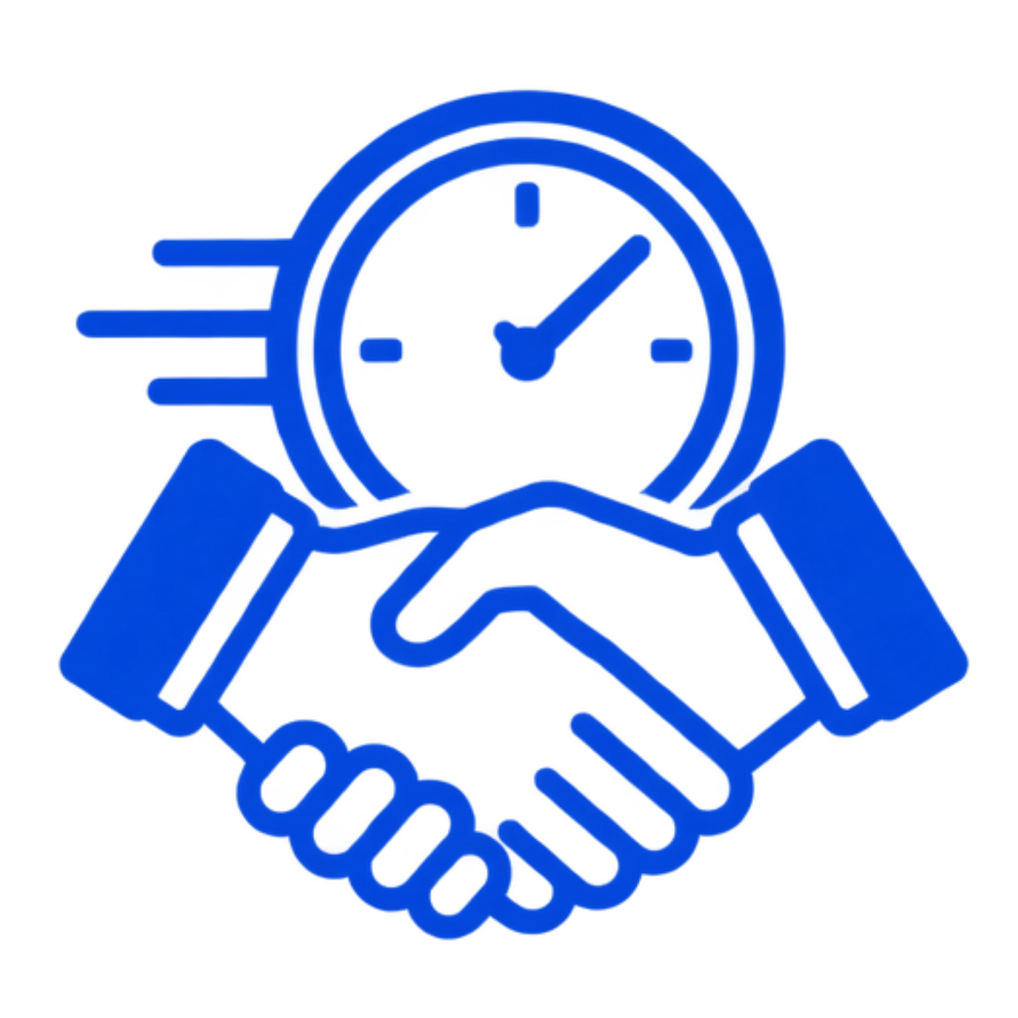 Blue neon sign with a clock and a Wi-Fi symbol, indicating fast internet and quick services.