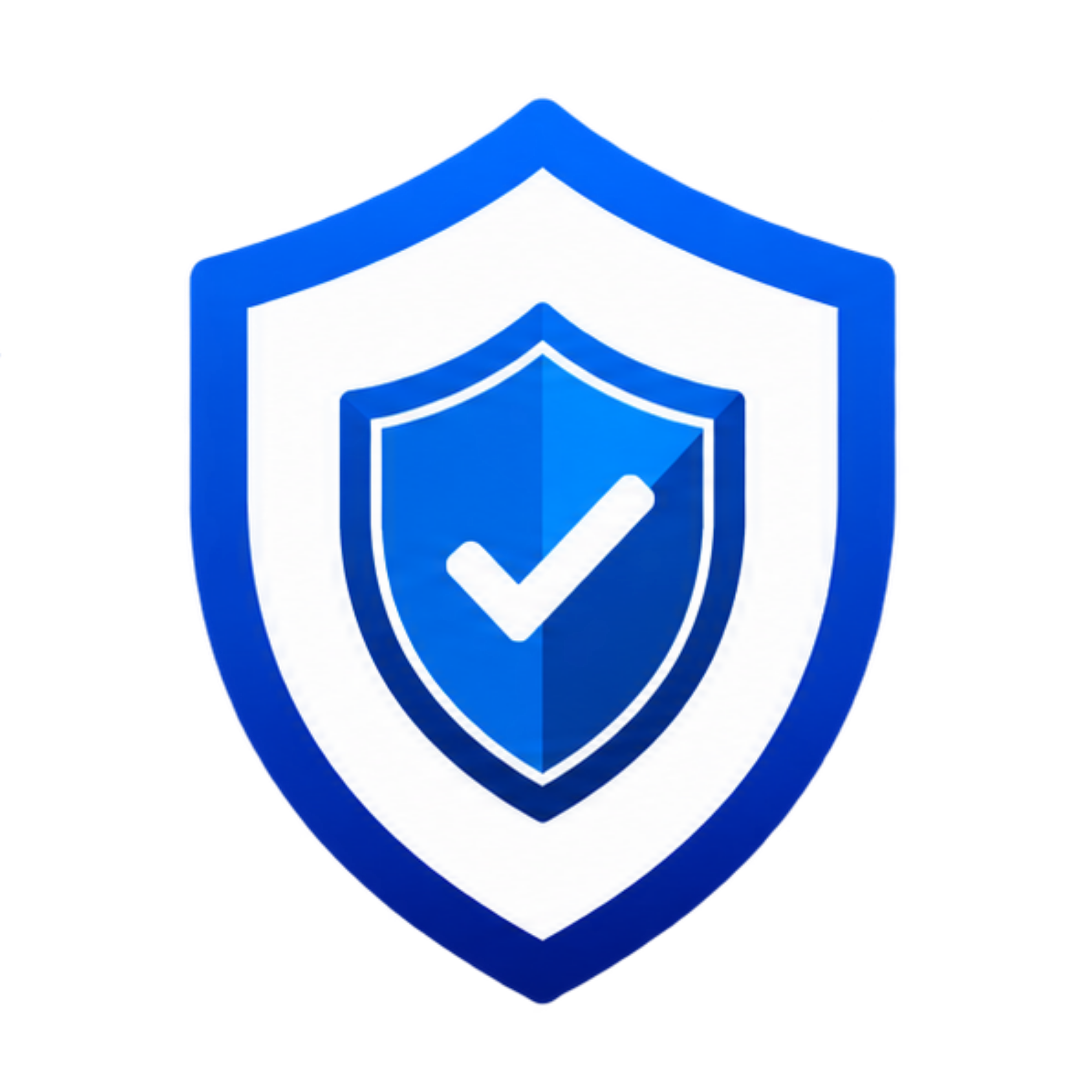 A blue and white shield icon with a check mark in the center.