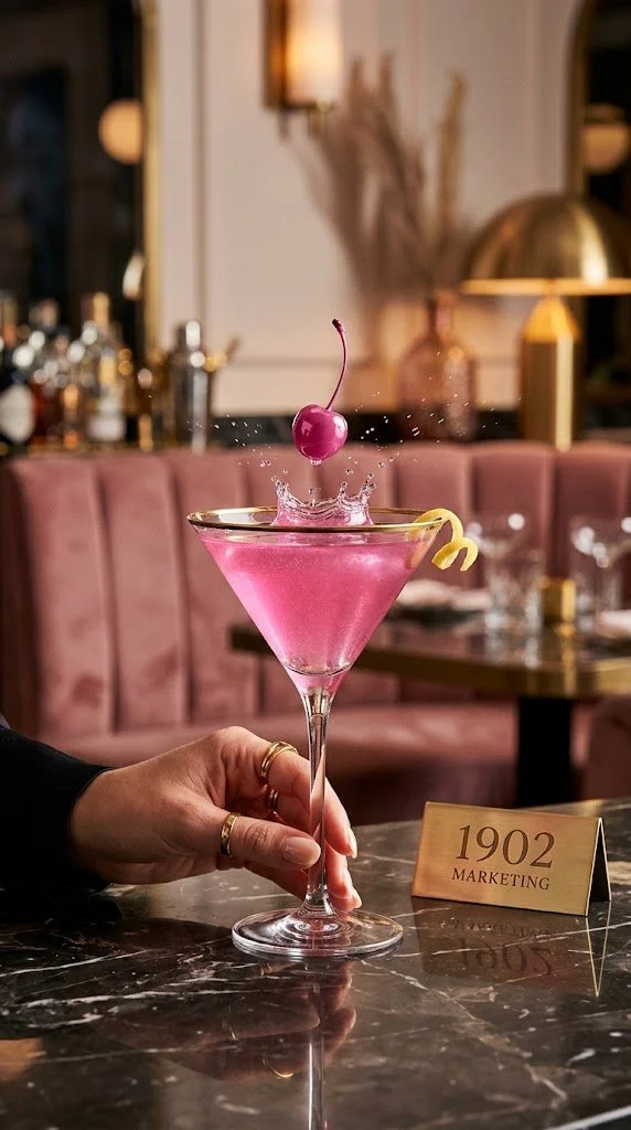 Pink martini at luxury restaurant bar