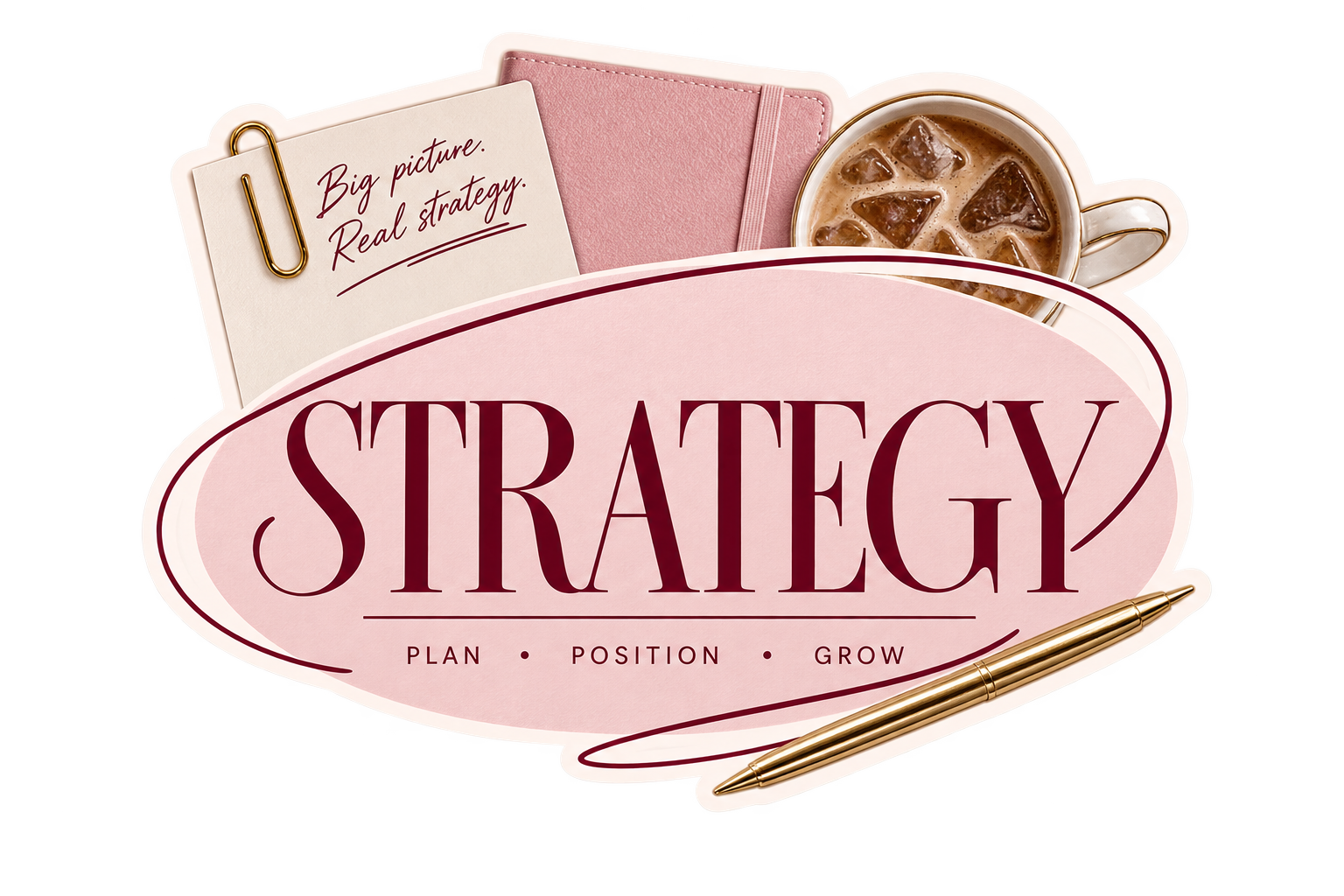 Marketing strategy notebook and planning materials for 1902 Marketing Agency