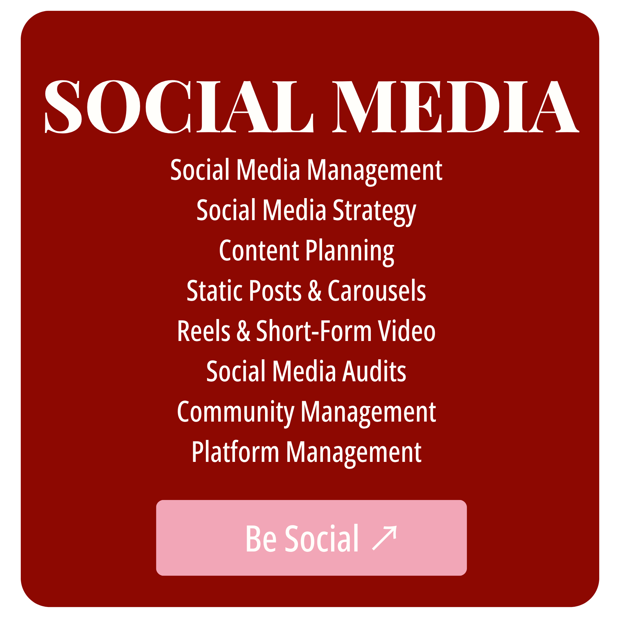 Social media icon with pink background and white arrow pointing up and right