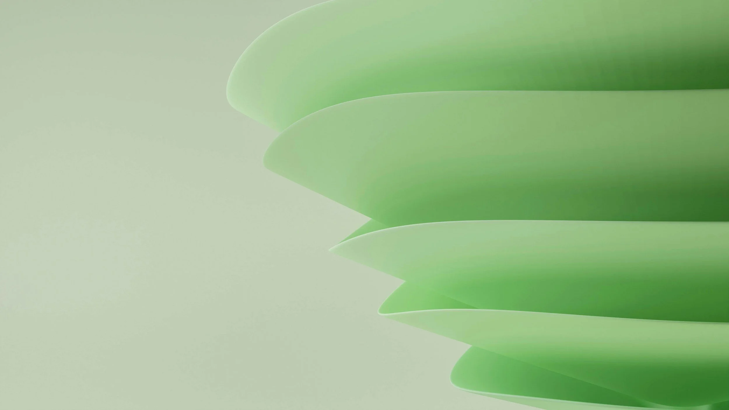 Close-up of layered green leaves with soft lighting and shadowing.