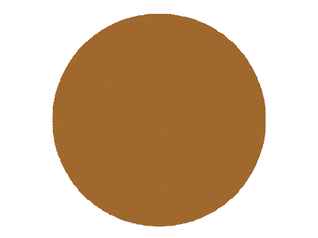 A solid brown circle on a pink background.
