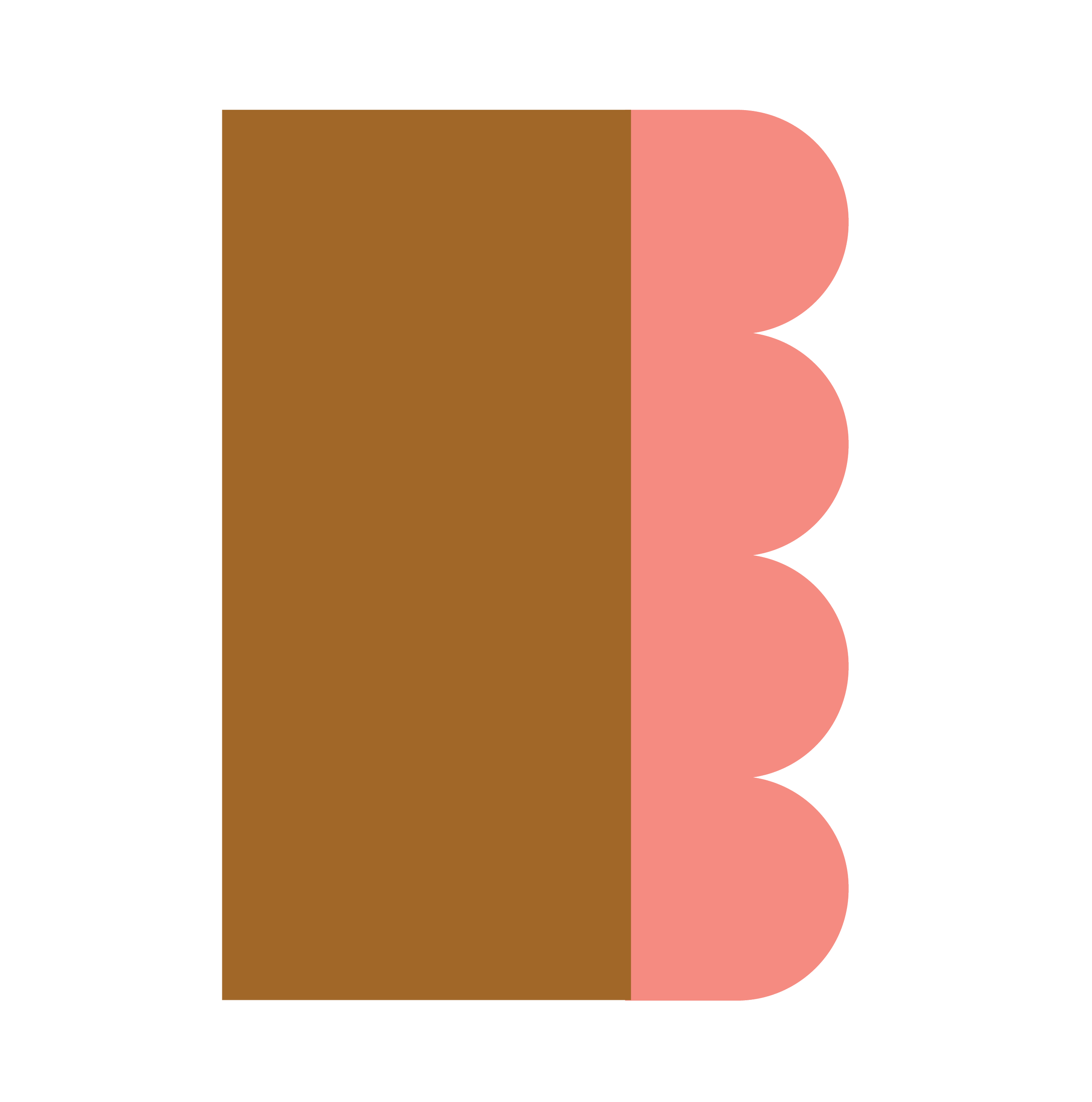 Naperville branding expert. Stacy 
Amoo Design Studio. Colorful abstract graphic with overlapping rounded rectangle shapes in brown and pink on a black background.