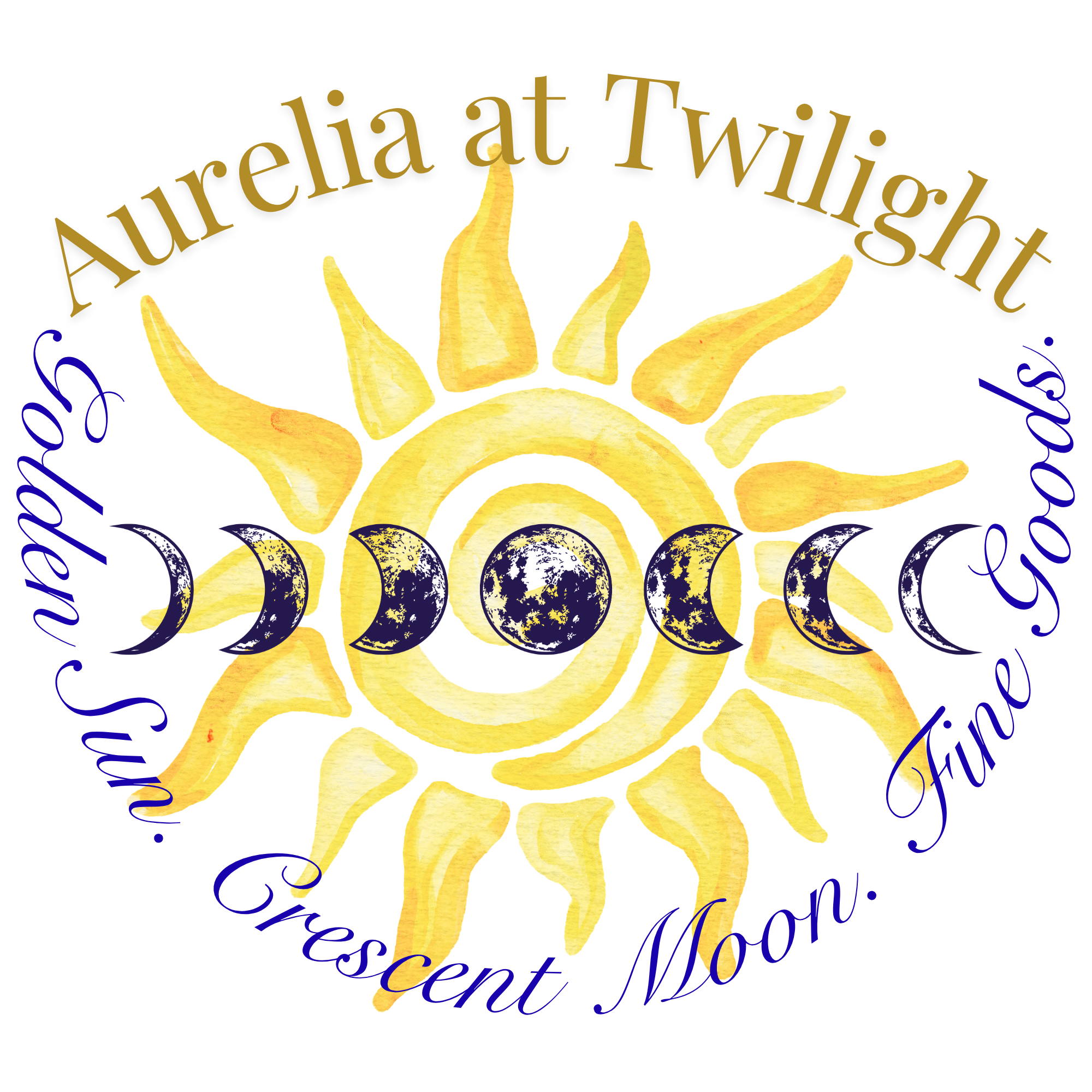 Text and design elements indicating 'Aurelia at Twilight' with a yellow decorative element and a dark blue background.