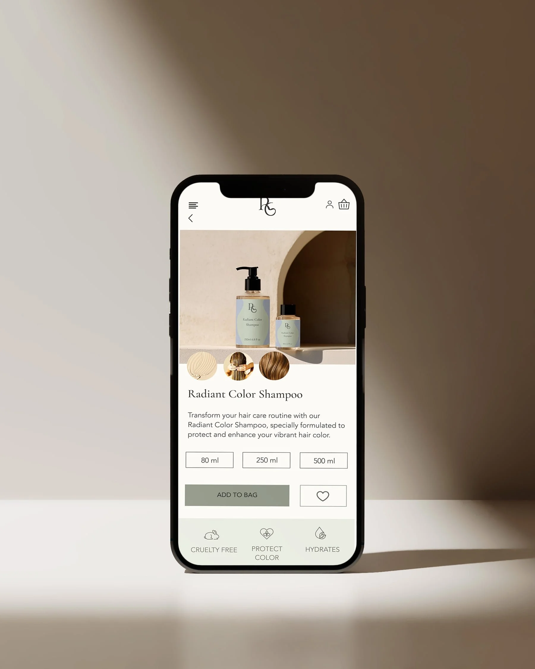 product page mockup