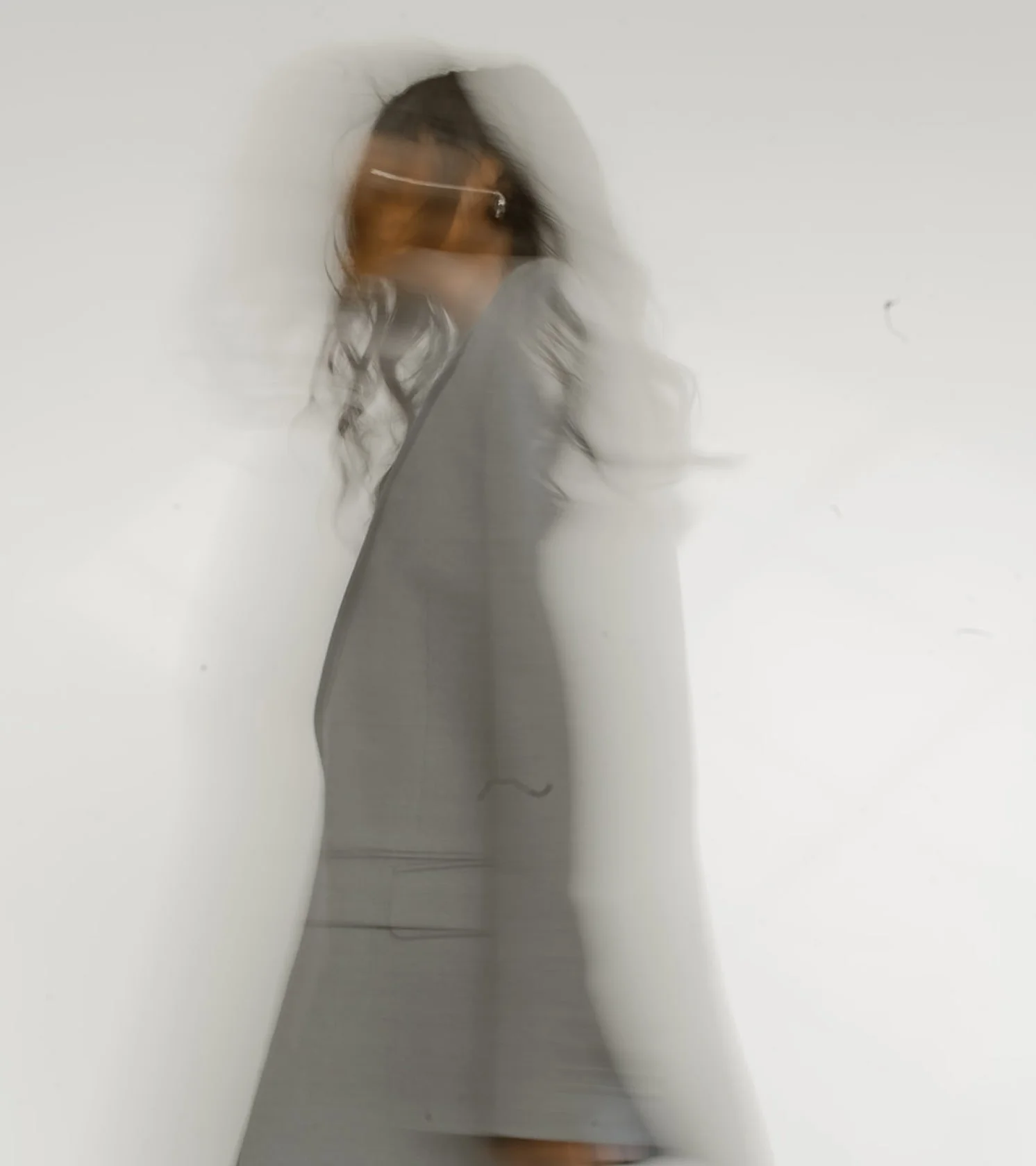 blurry business women walking
