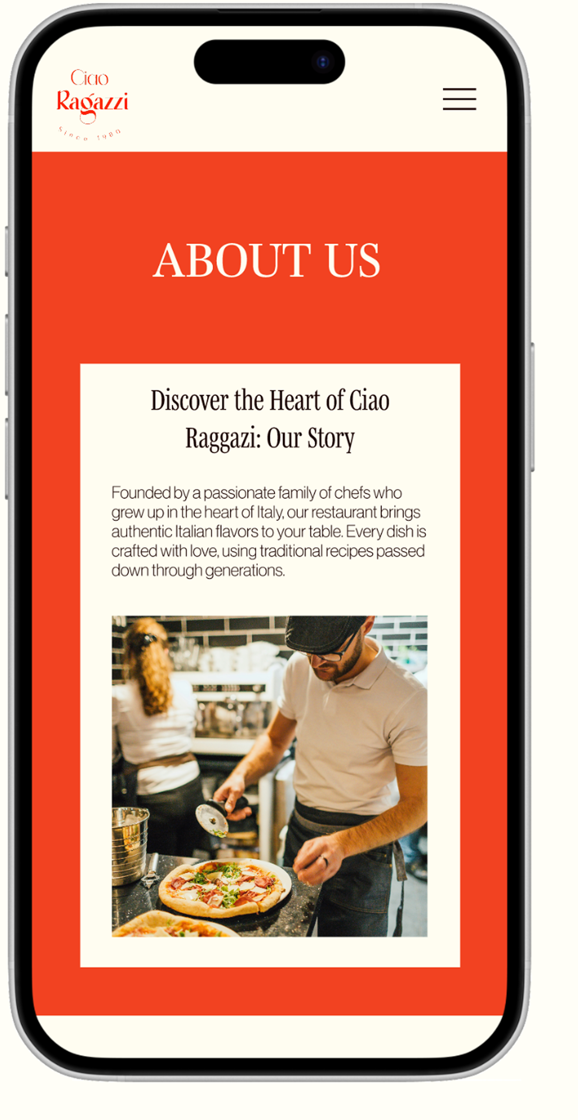 mobile wireframe about page
