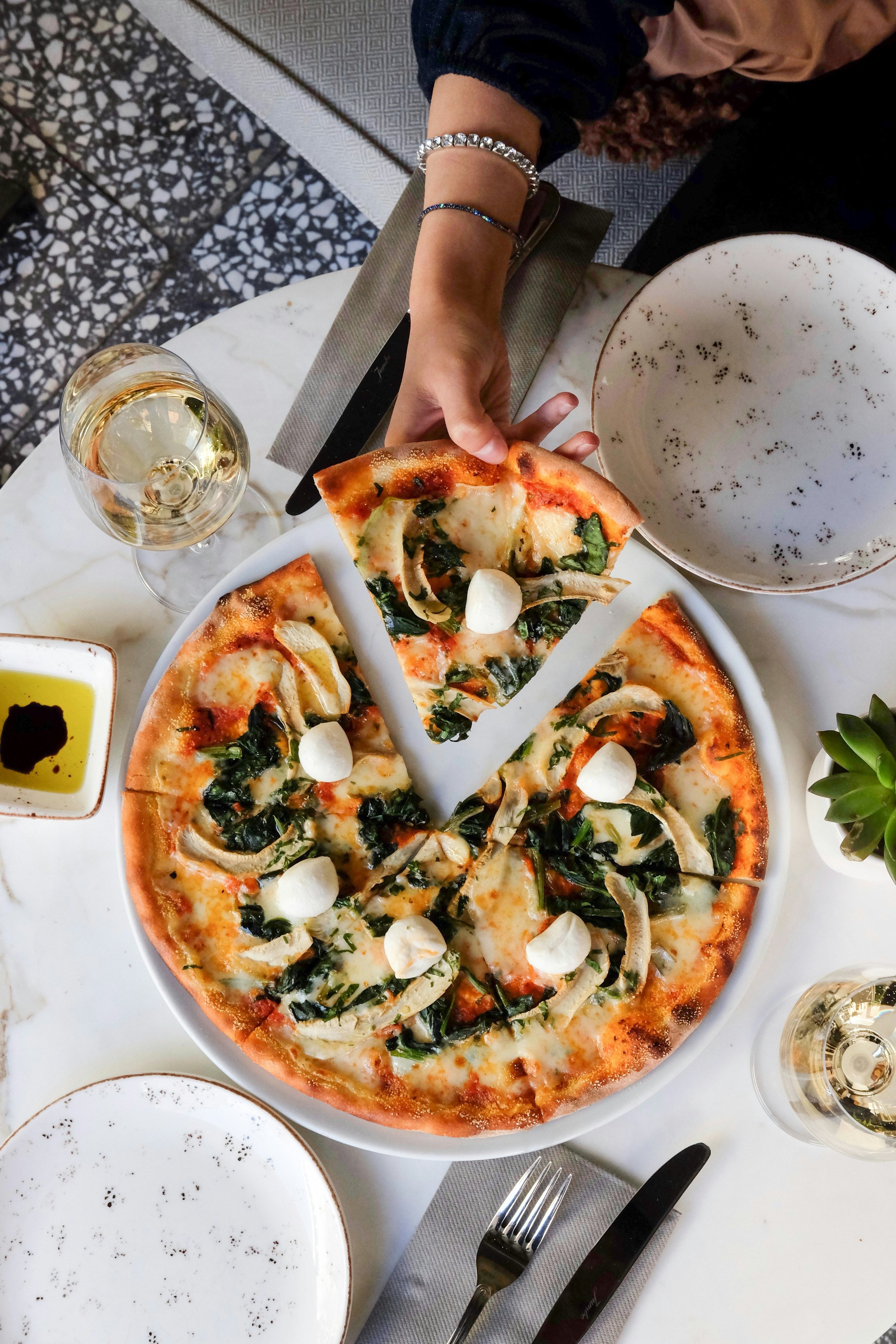 slices of pizza on a table