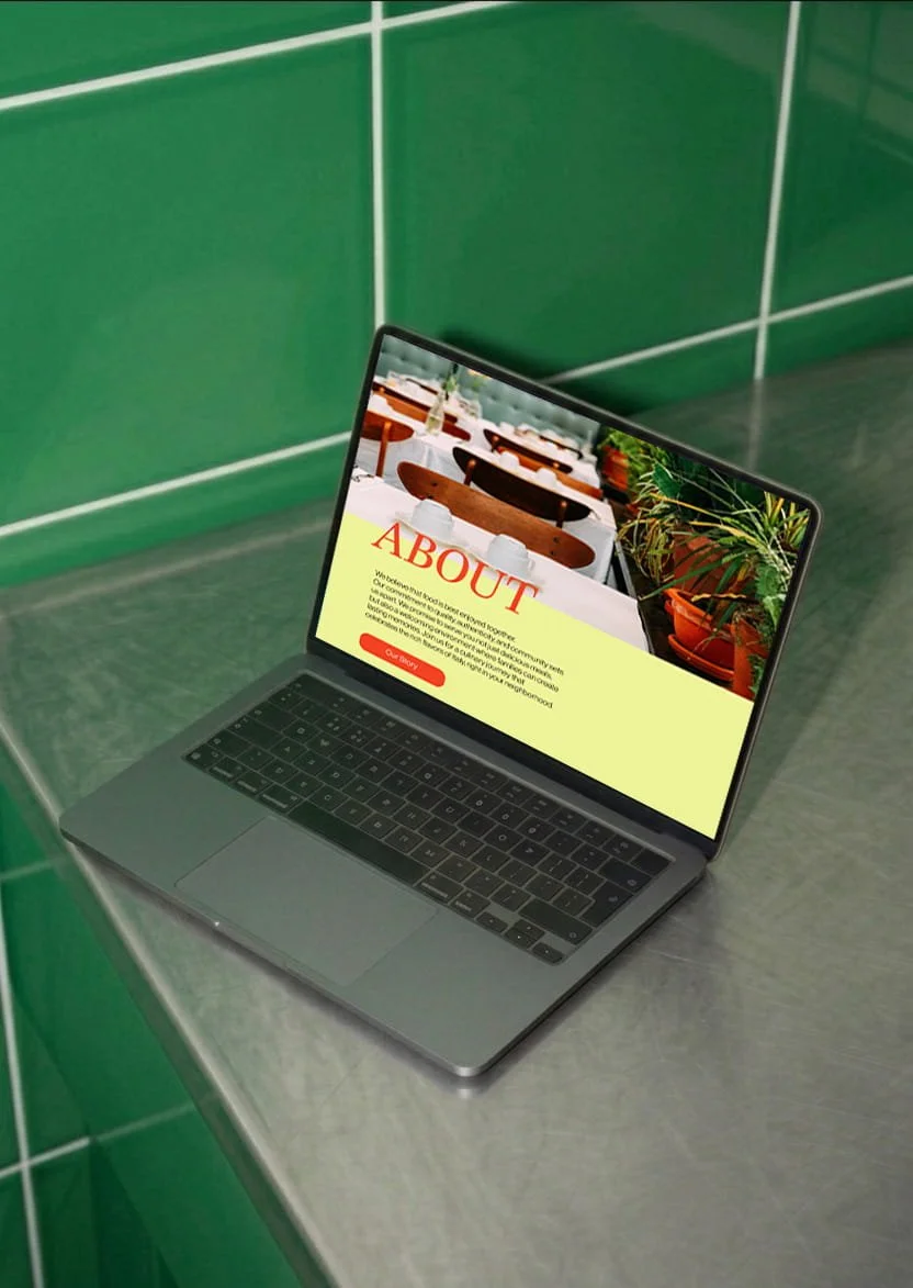 laptop mockup on a kitchen table