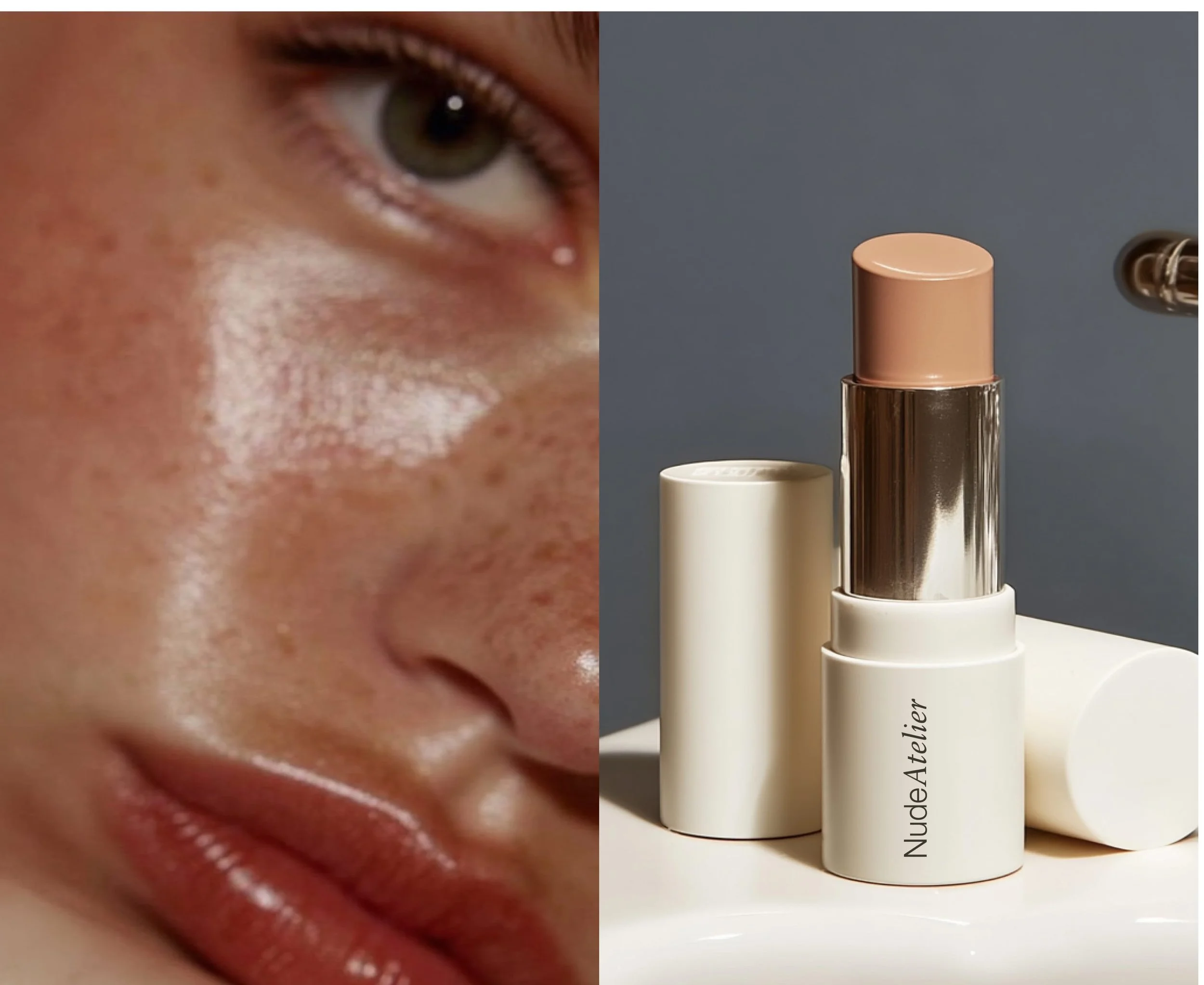 branding picture with close up skin texture and makeup stick