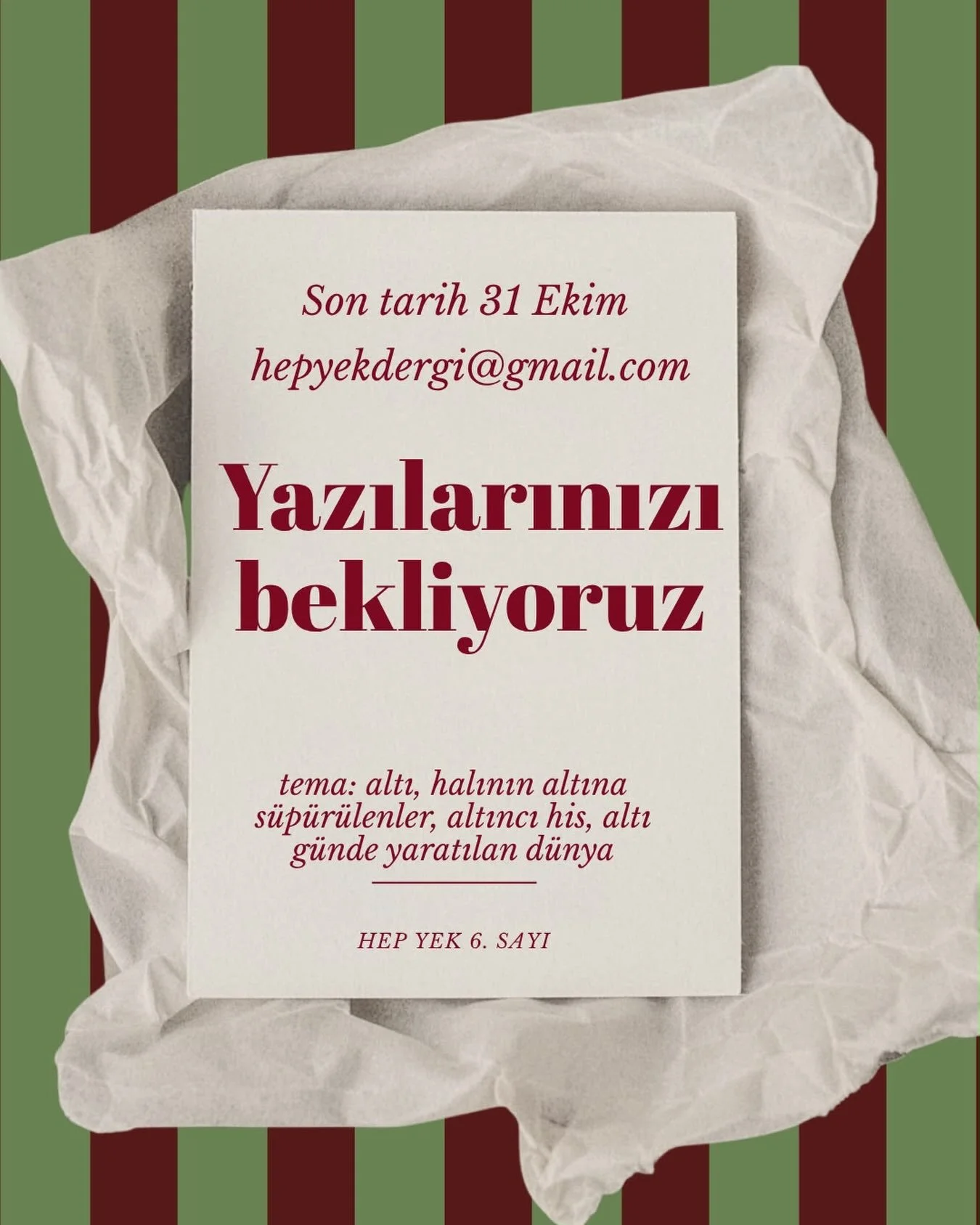 Gelecek sayımız i&ccedil;in yazılarınızı g&ouml;nderebilirsiniz ❣️
#hepyek #dergi #trend #edebiyat #fyp