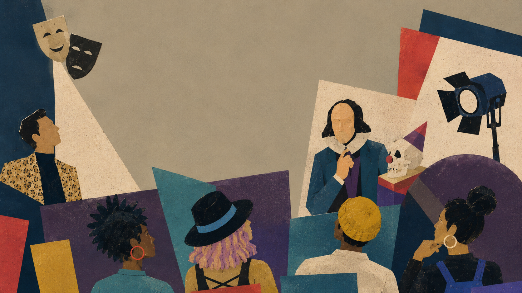 Illustration of a virtual photoshoot or interview with diverse women sitting and facing the camera, which is being operated by a person behind the scenes. The scene includes professional lighting and portraits, with one woman having colorful hair and another with a big hair bun.