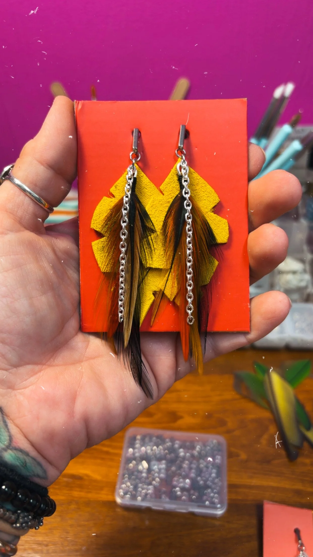 Crispy Fall Silver Bar Studs