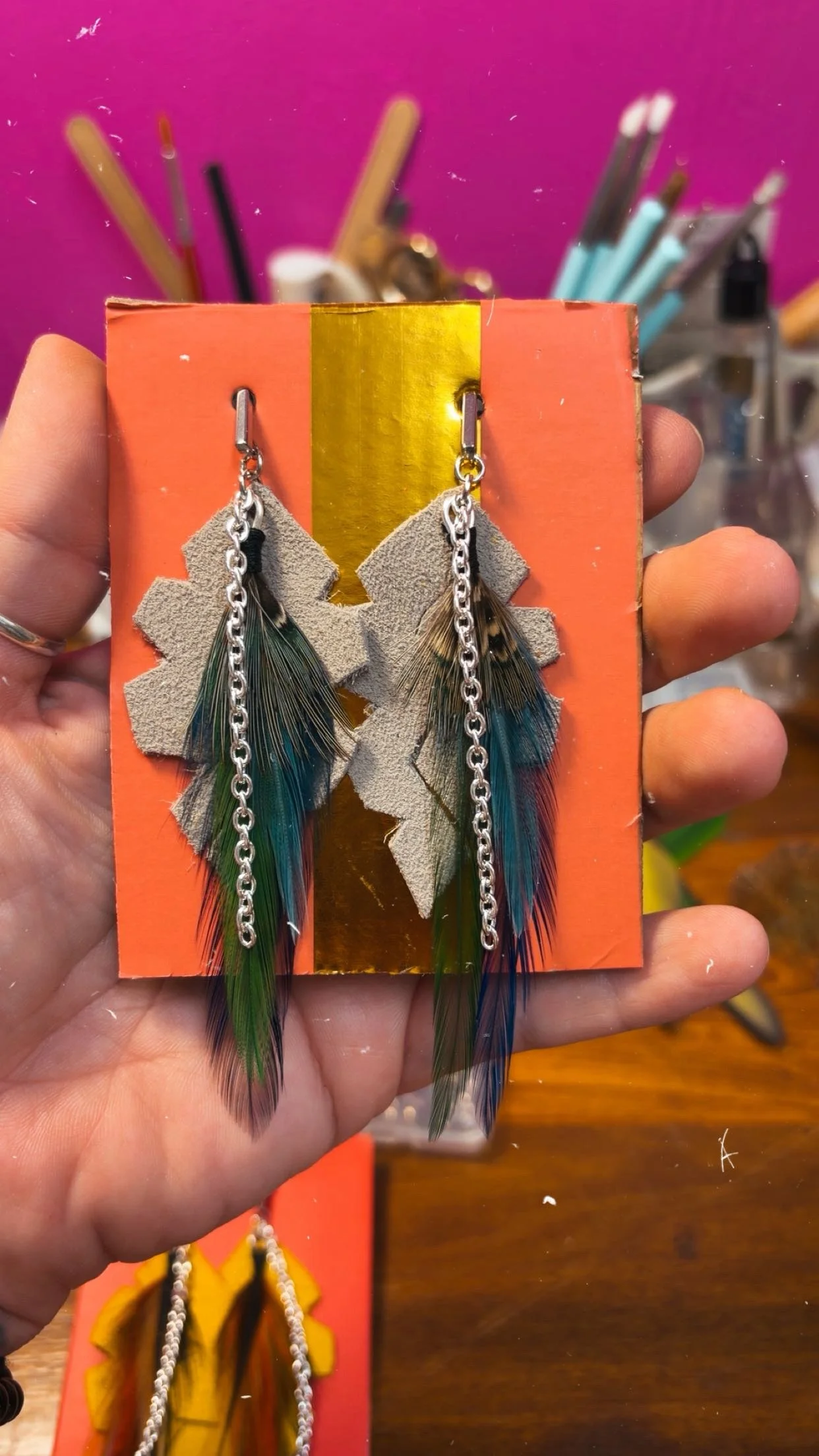 Moody Blue Silver Bar Studs