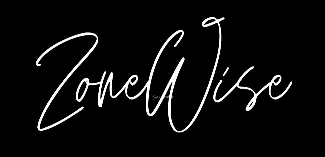 The image features the words "ZoneWise" written in white cursive script on a black background.