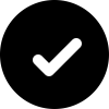 A black circle with a white checkmark inside, indicating confirmation or approval.