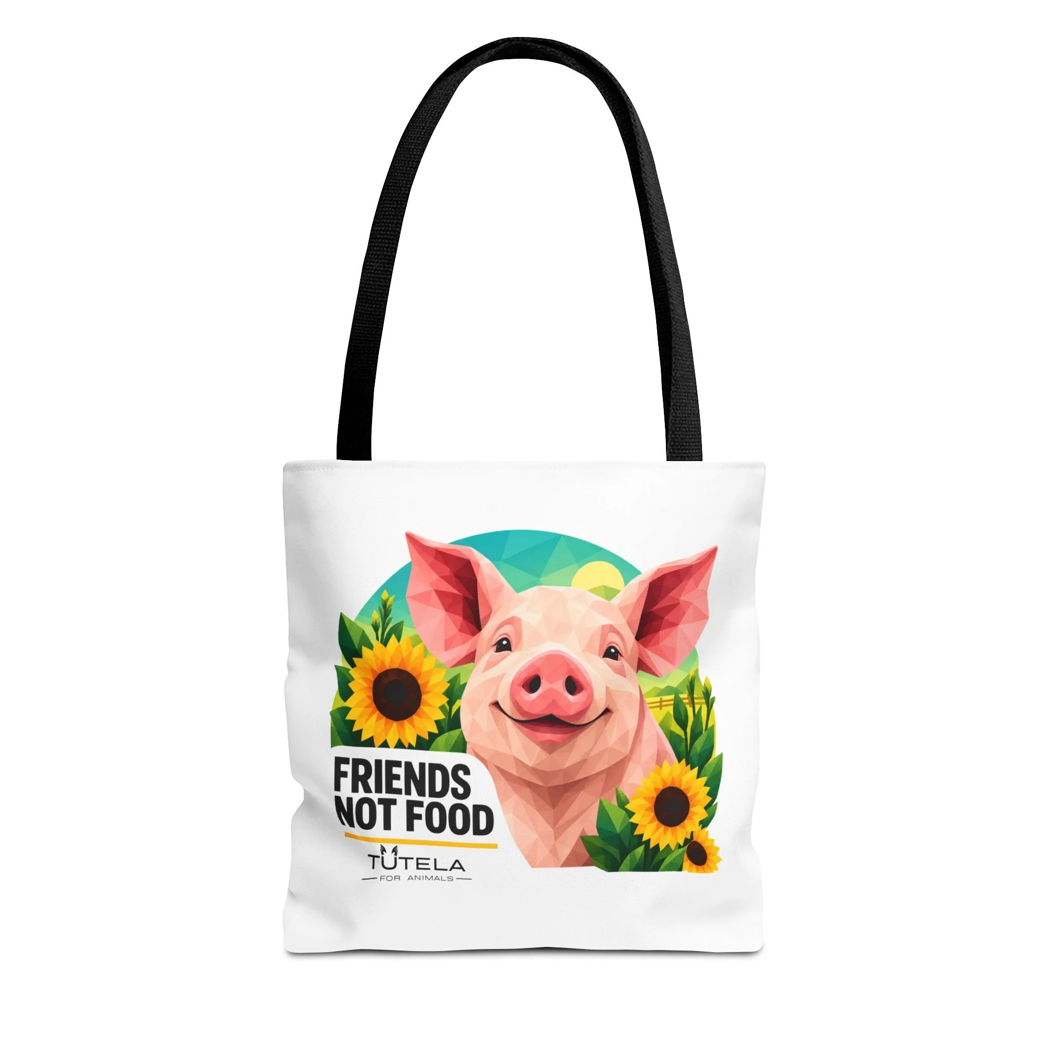 Pig - Animal Rights Tote Bag: Tutela — “Friends Not Food” Pig & Wildlife AOP Tote