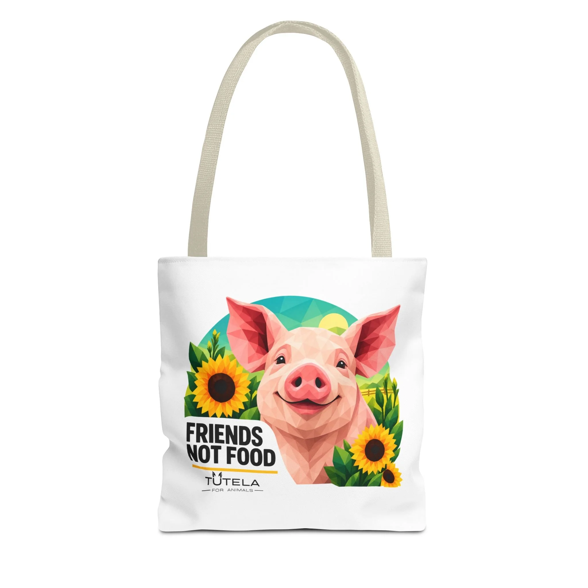 Pig - Animal Rights Tote Bag: Tutela — “Friends Not Food” Pig & Wildlife AOP Tote