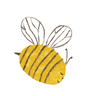 Playful hand-drawn bumble bee illustration