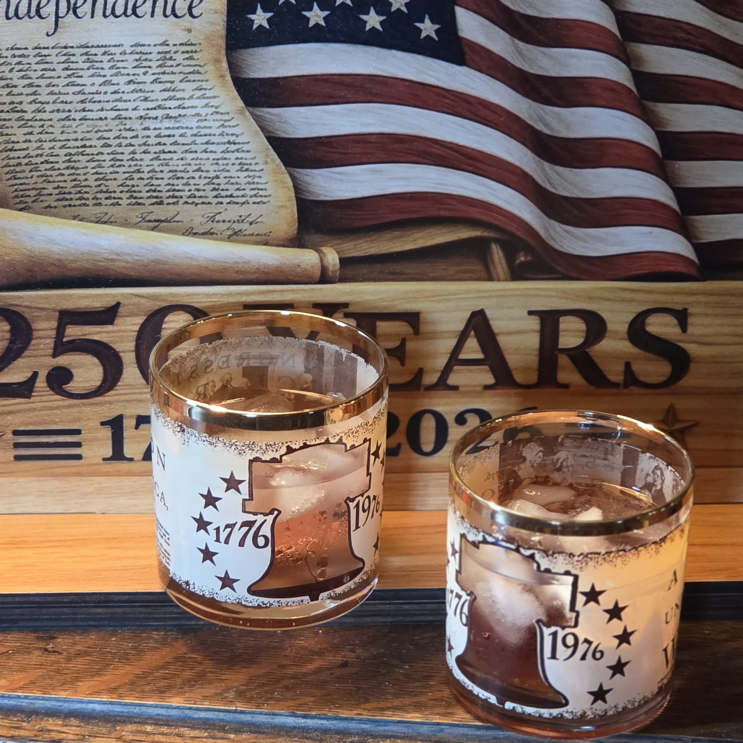 Vintage gold rocks glasses 250th