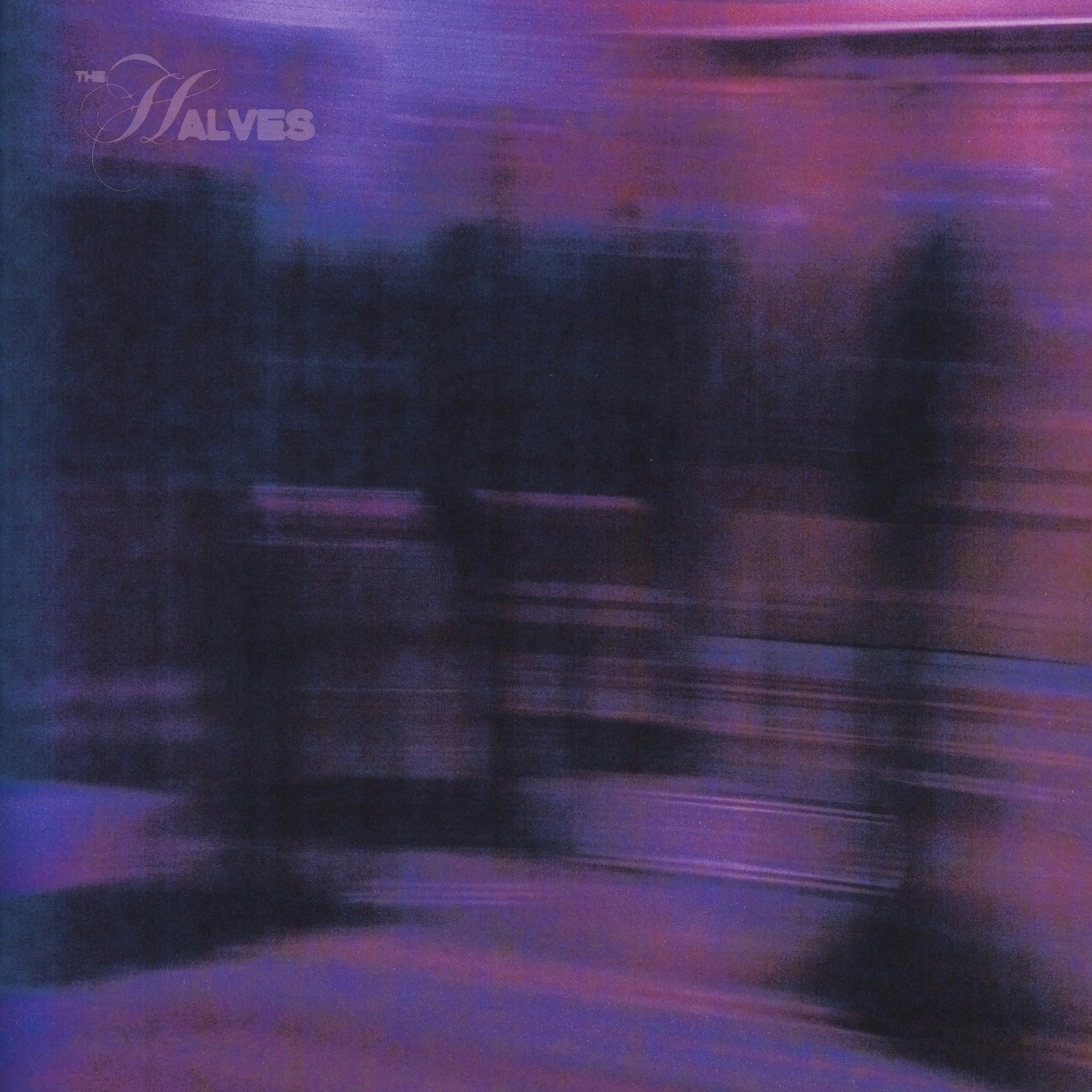 A colorful background with shades of purple, blue, and black. The words 'The Halves' are written in a stylised cursive font in the upper left corner.
