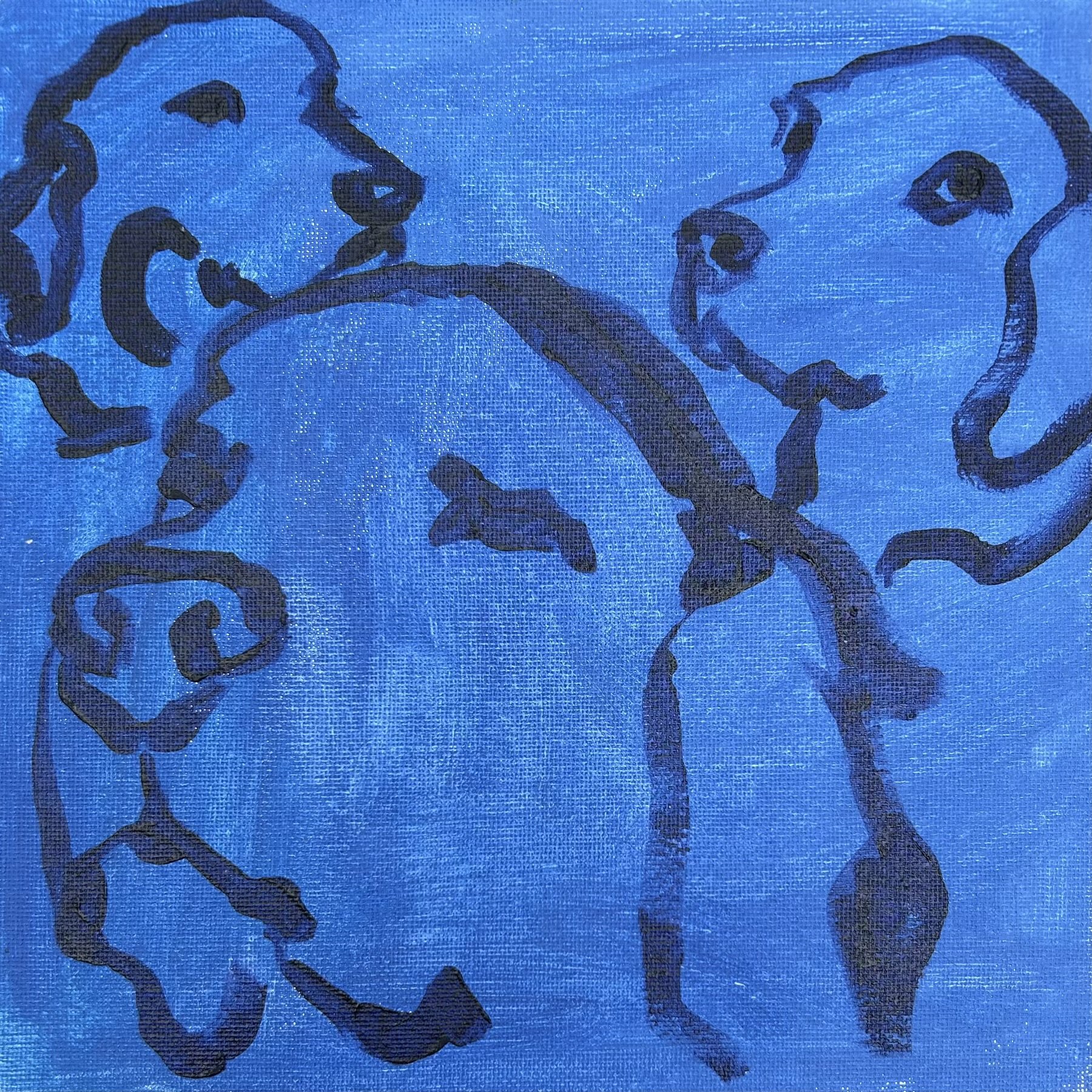 Dogs on blue 2
8 x 8 in acrylic on canvas panel
$50