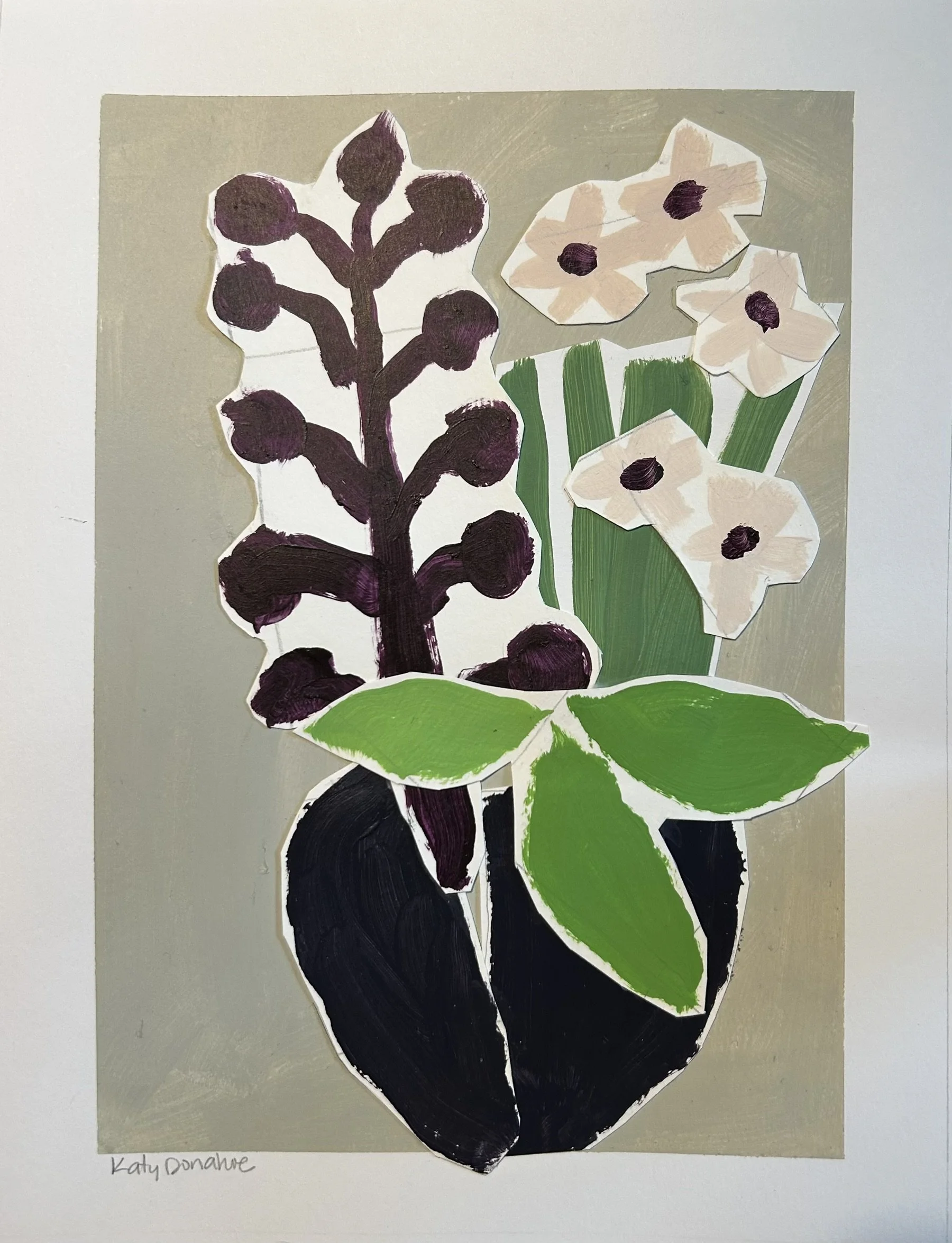 Flowers
14 x 11 in acrylic paint on paper collage
$175