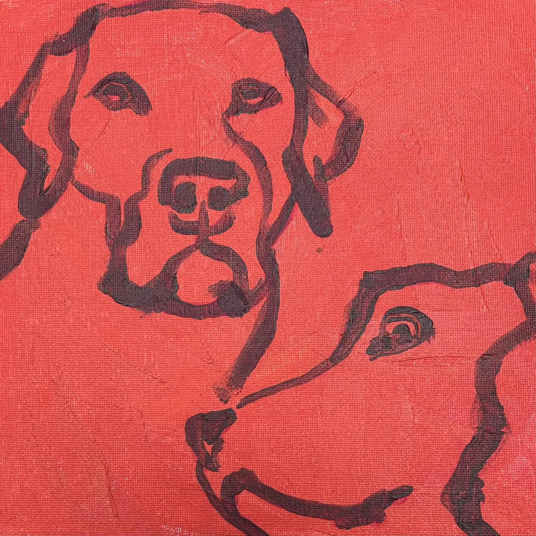 Dogs on red 1
8 x 8 in acrylic on canvas panel
$50