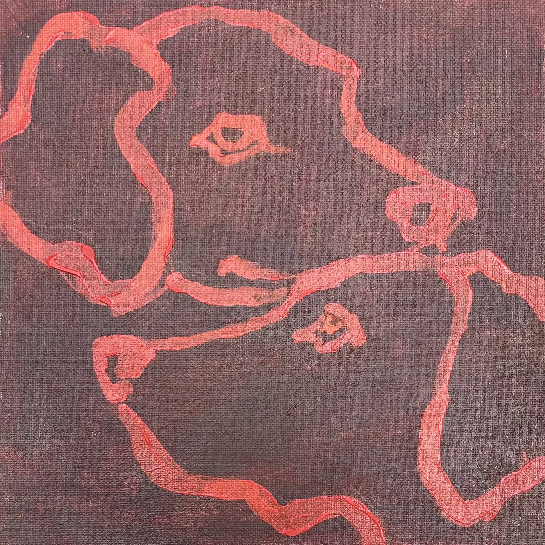 Dogs on red 2
8 x 8 in acrylic on canvas panel
$50
