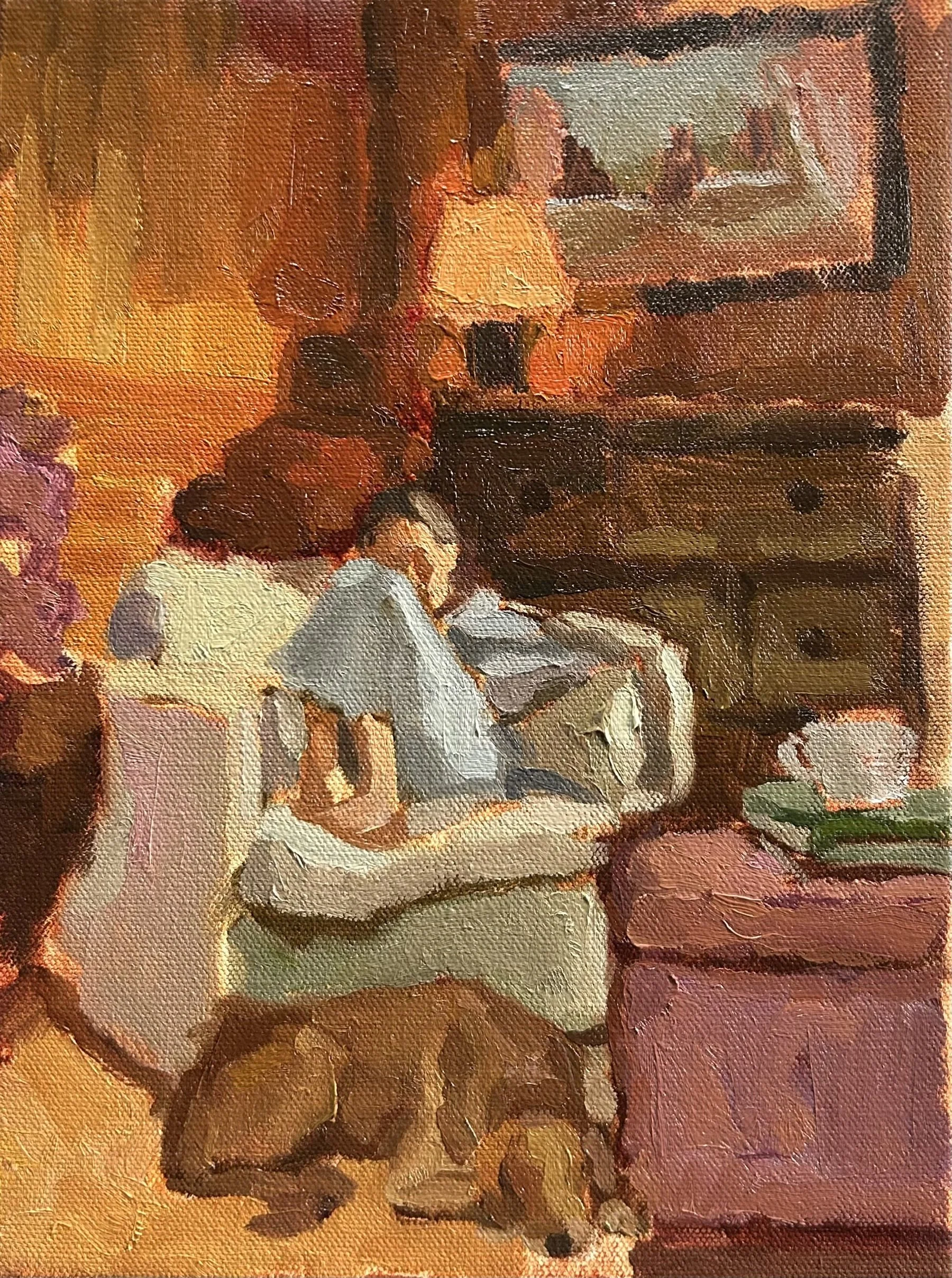 Nightly routine
12 x 9 in oil on canvas
$325
