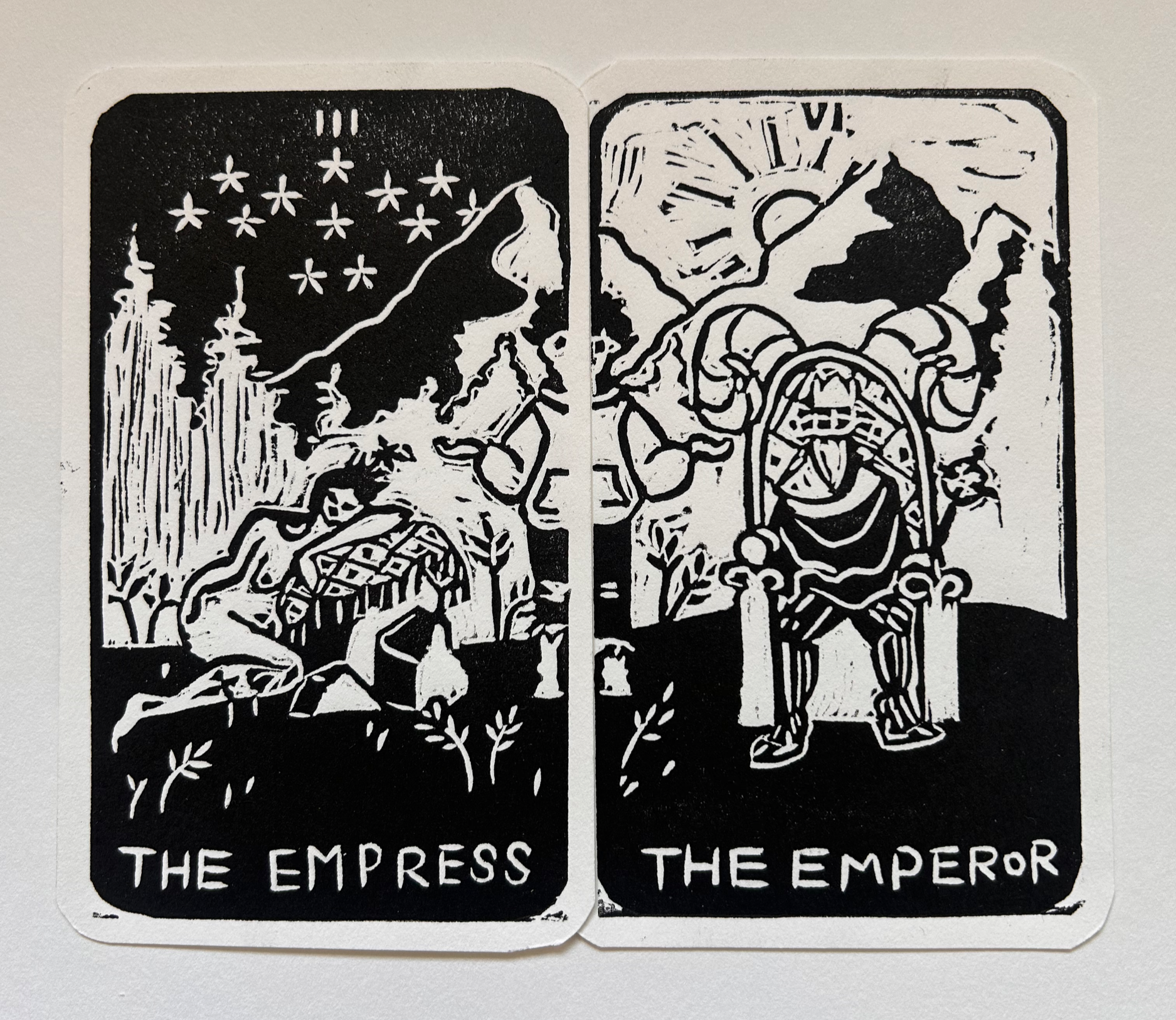 "The Empress and Emperor"
5in x 3.25in (2)
Relief Linocut Print