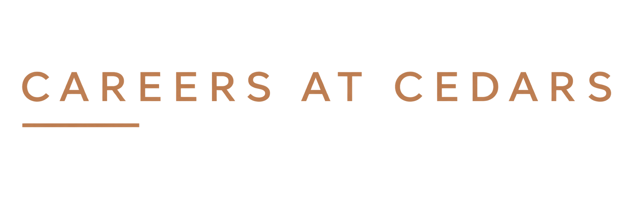Careers at Cedars logo with text in brown and black, and a small underline beneath the words