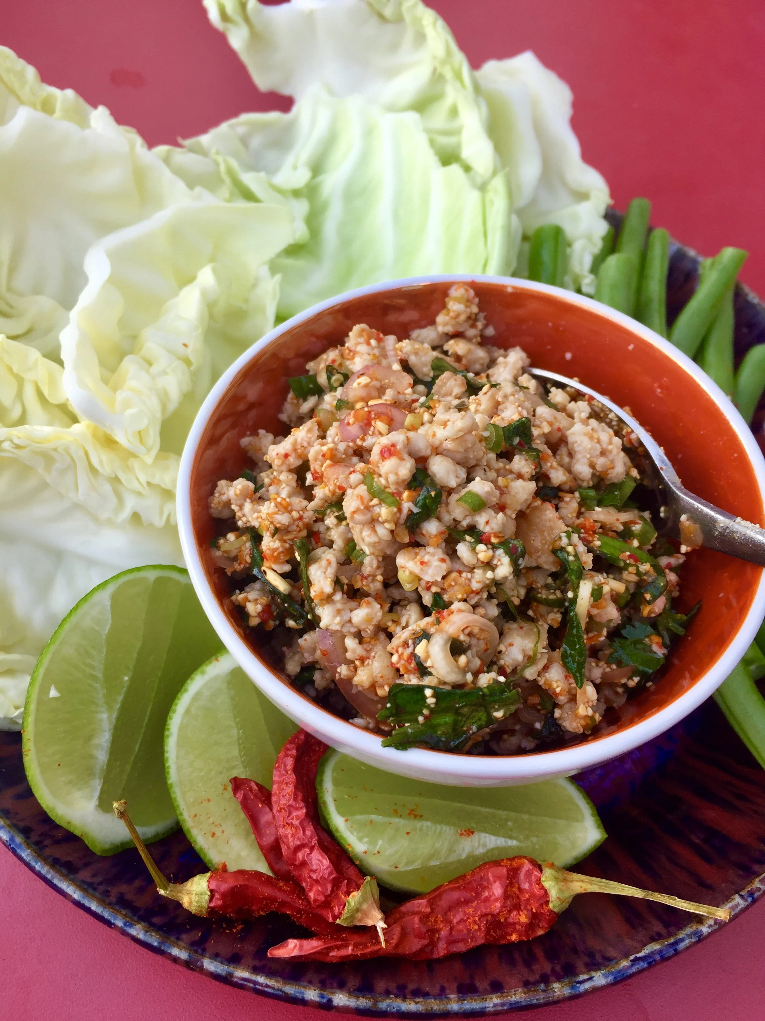 Chicken Larb with Fresh Vegetables