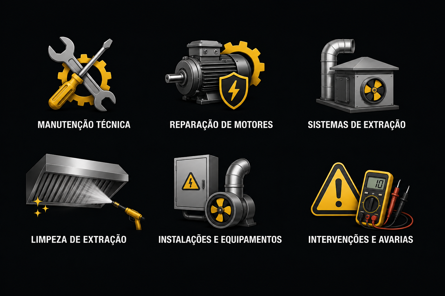 Equipamentos e componentes dos serviços de manutenção