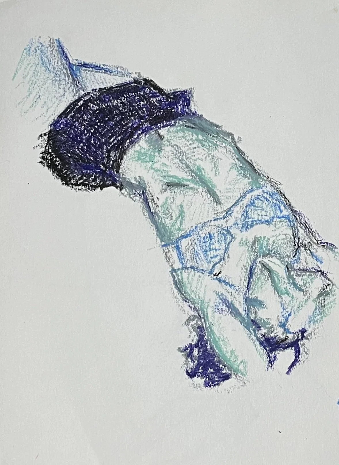 Self portrait, oil pastel