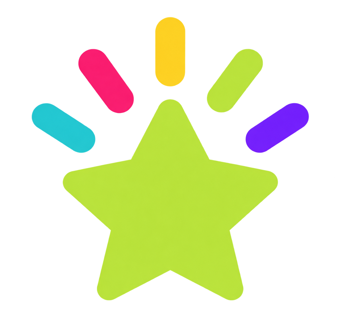 Little Fan Studio's lime-green star symbol with colorful pink, yellow, turquoise, and purple accents.