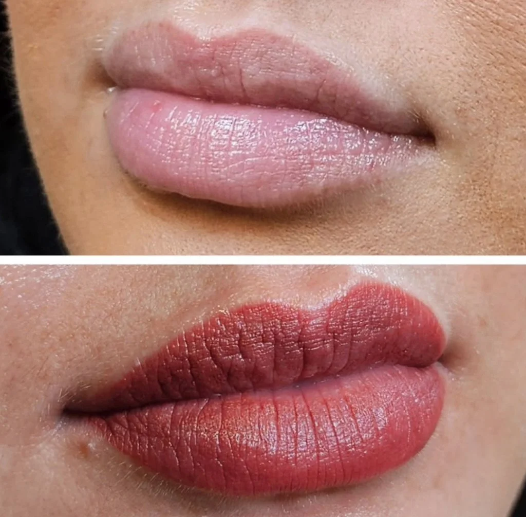 Lip liner before and after