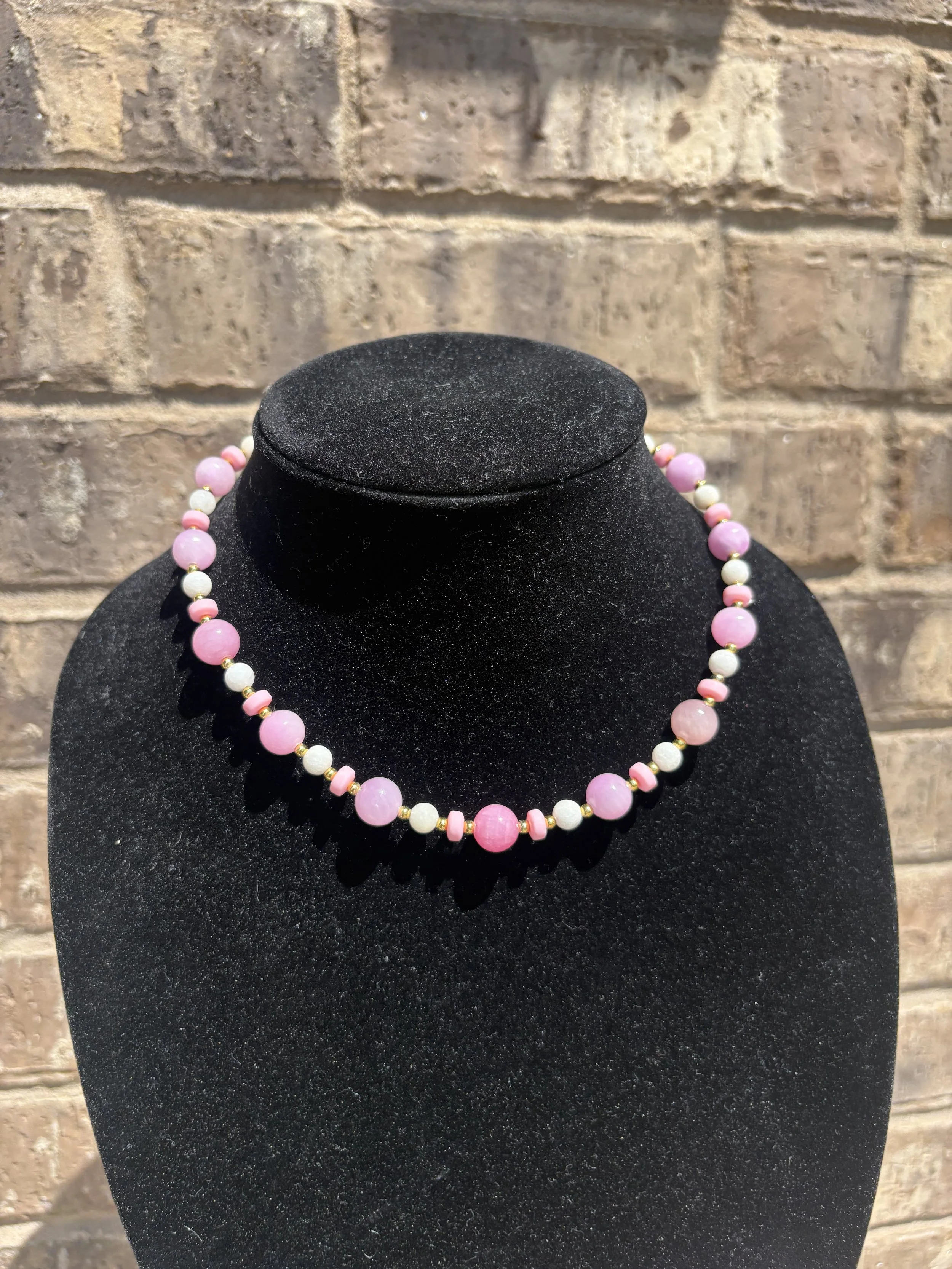 Pink Paisley beaded necklace