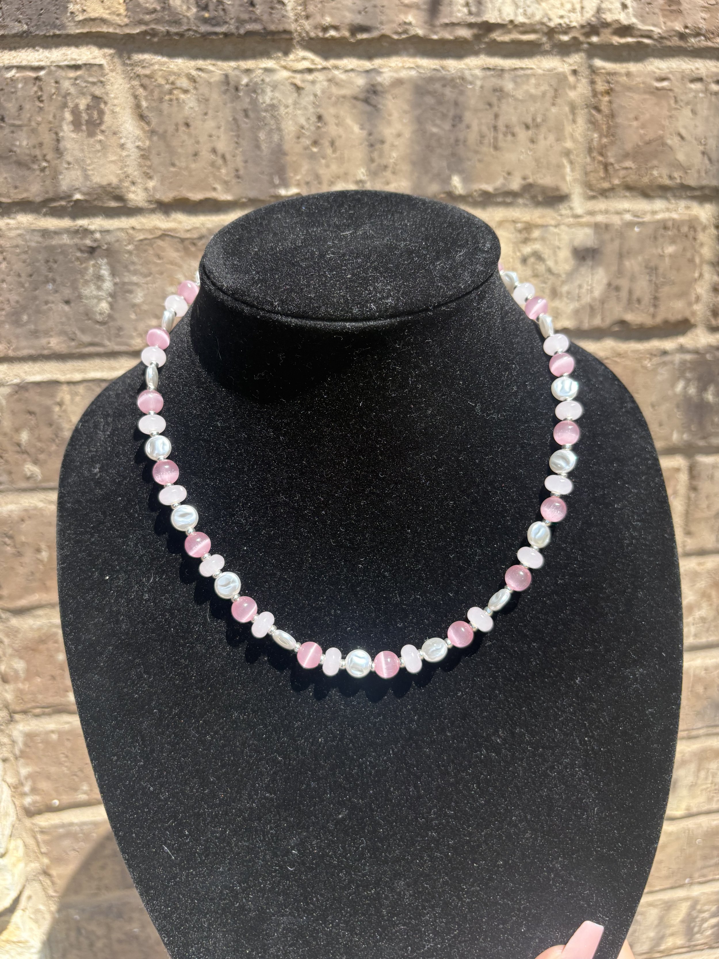 Pink mermaid beaded necklace