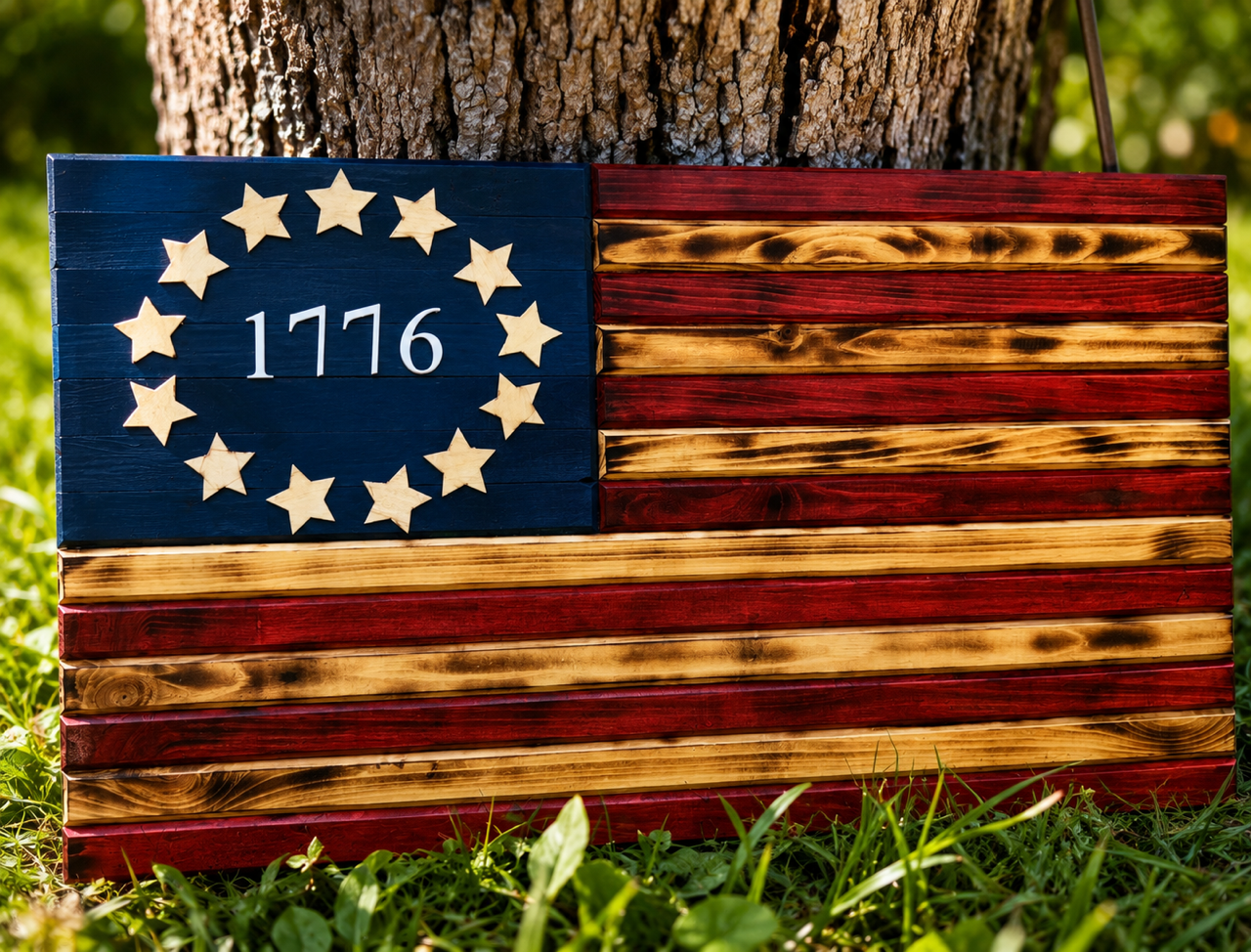 1776 USA Wood Flag