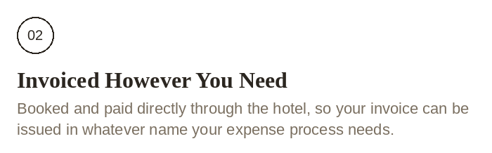 Section of a hotel invoice document with the title 'Invoiced However You Need' and instructions for booking and payment.