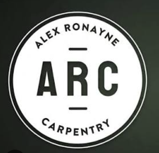 Logo for Alex Ronayne ARC Carpentry with text in a circular design.