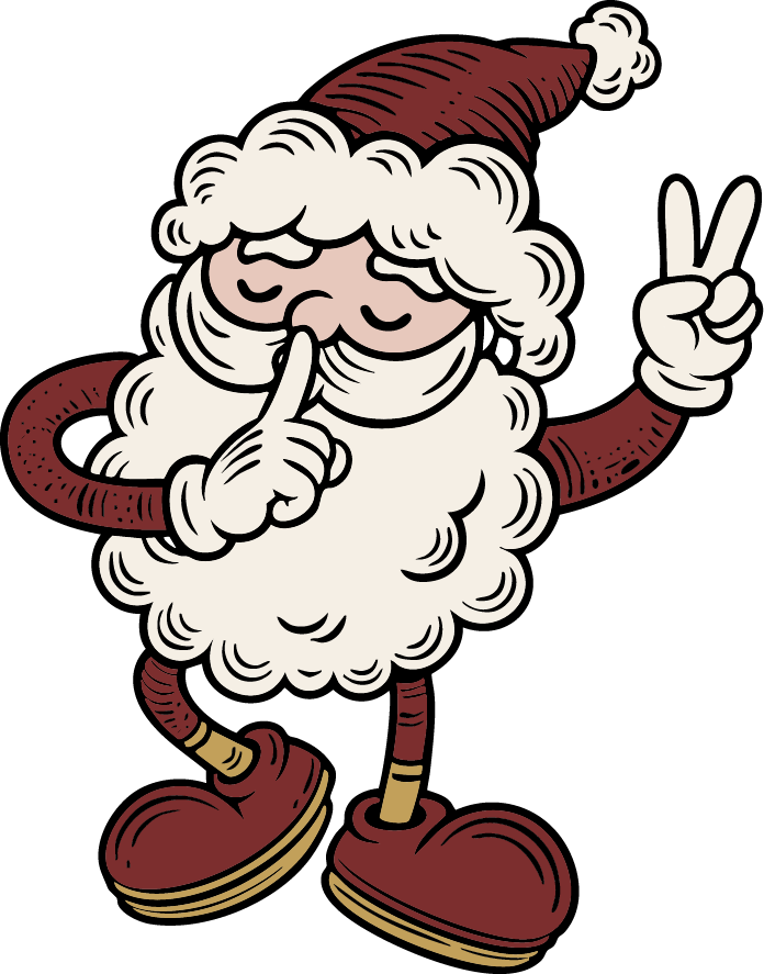 Santa Claus mascot with peace sign