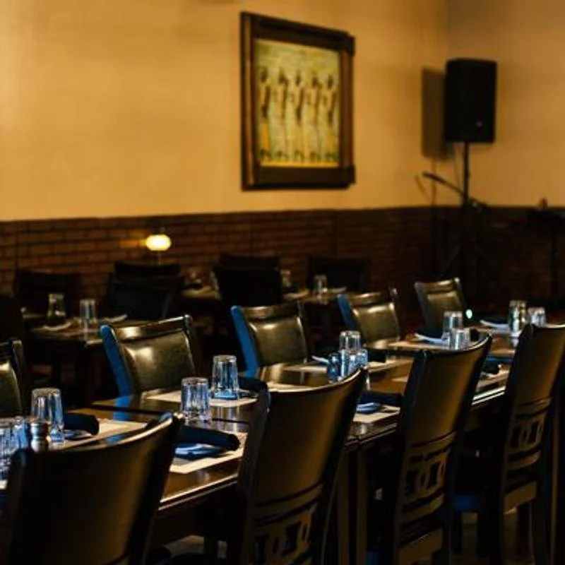 Dining room at Shiraz Persian Cuisine in Rancho Bernardo, San Diego, set and ready for guests.