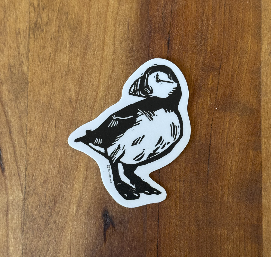 Block Printed Puffin Sticker