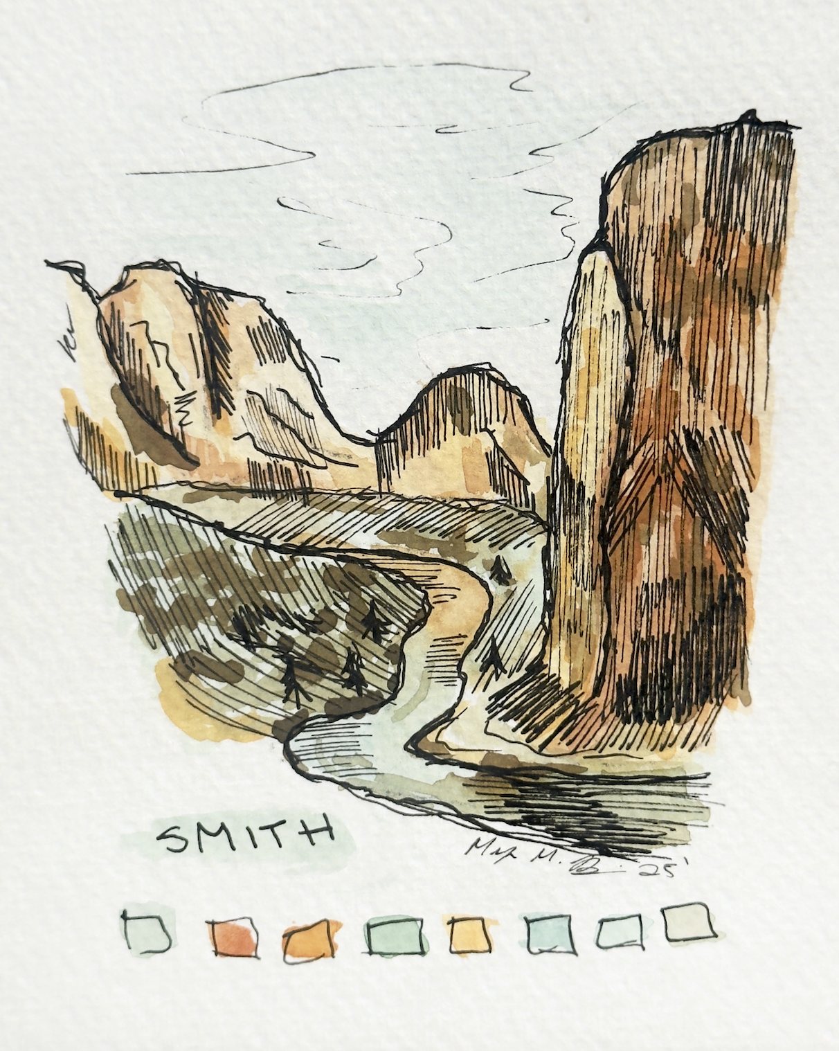 Smith Rock Watercolor Print