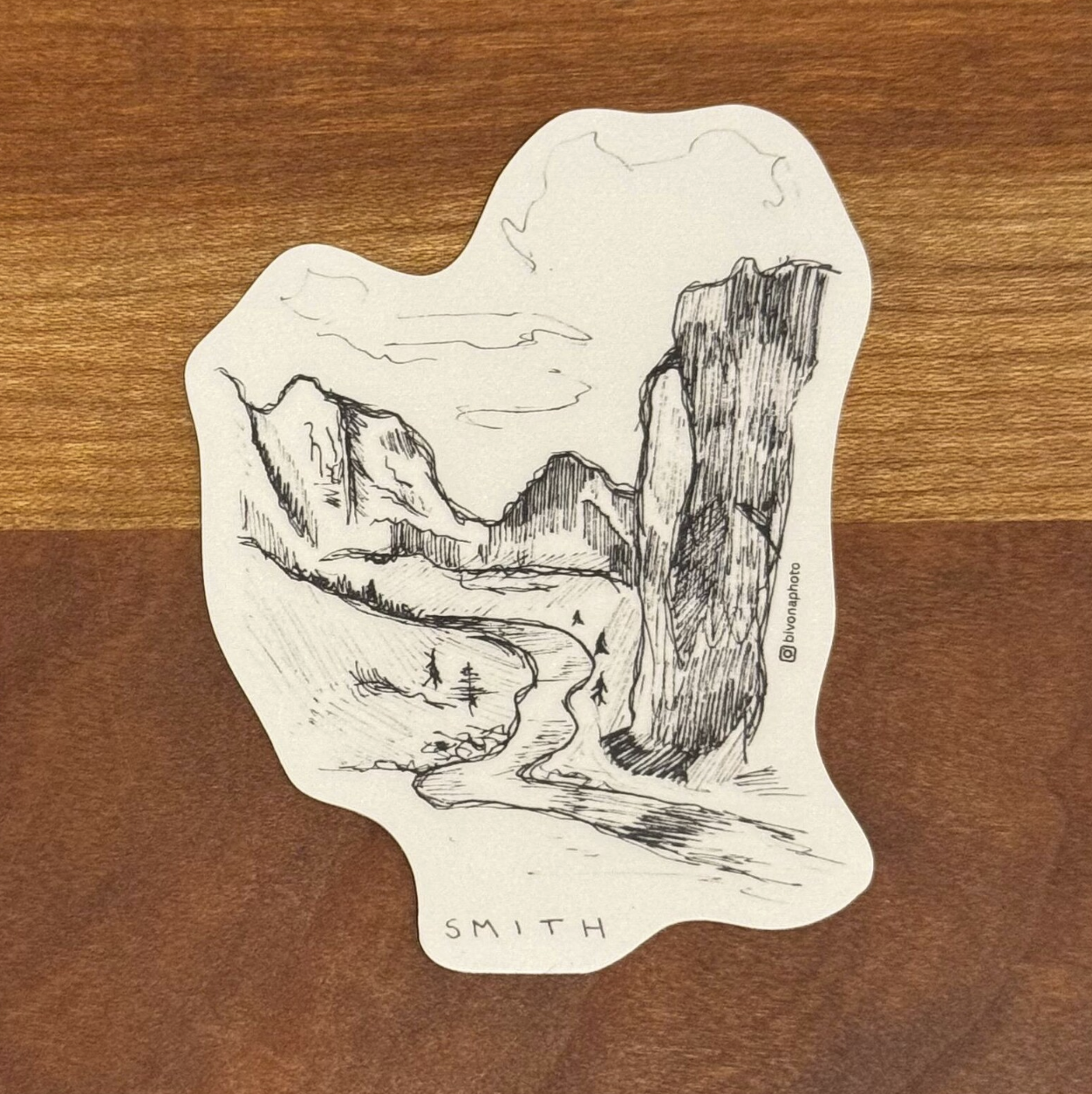 Smith Rock Sticker (black and white)