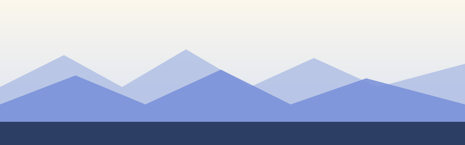 Abstract blue mountain landscape with layered mountain silhouettes against a gradient sky.